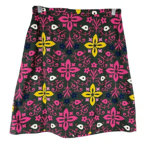 Boden Size 4 Petite Skirt Gray Hot Pink Yellow A Line Mini Lined Zip - Picture 1 of 3